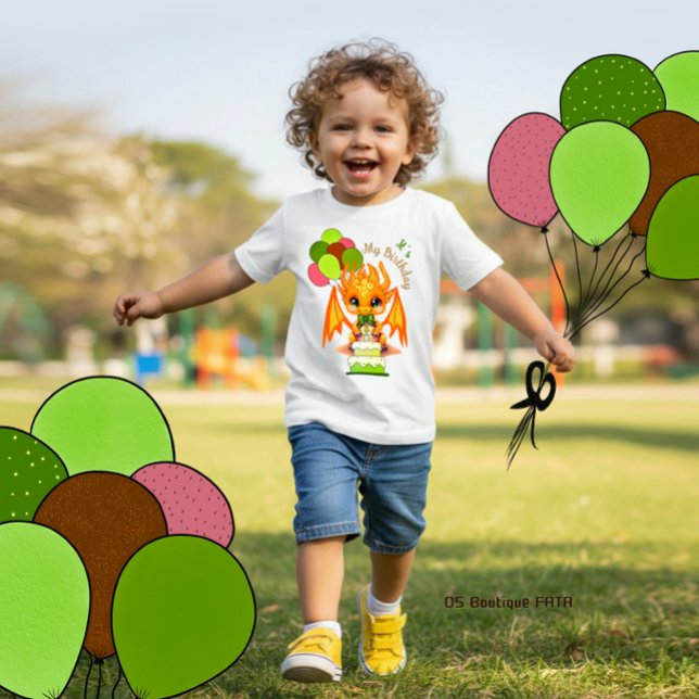 Camiseta Para Bebê Birthday dragon (Criador carregado)