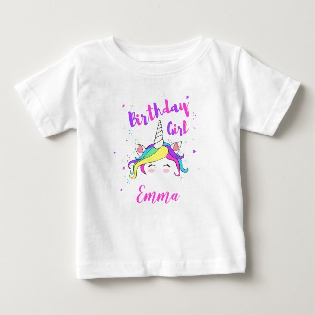 Camiseta Para Bebê Birthday girl with customizable name (Frente)
