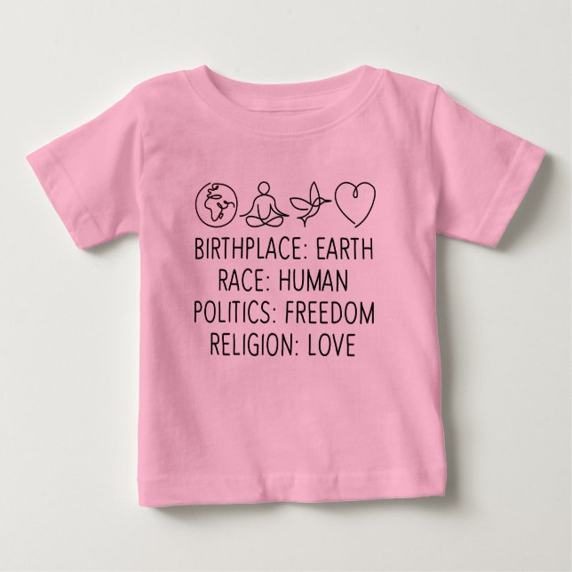 Camiseta Para Bebê Birthplace Earth Race Política Humana Liberdade Am (Frente)