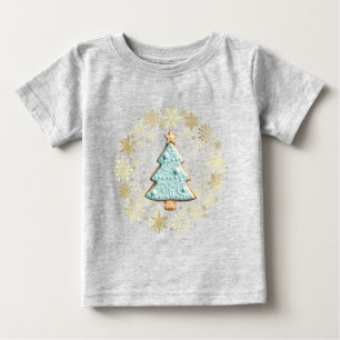 Camiseta Para Bebê Biscoito de Gengibre, Natal Dourado