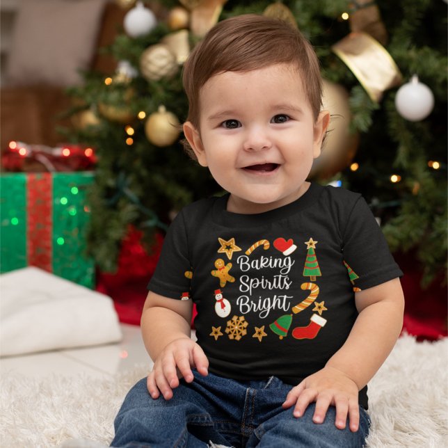 Camiseta Para Bebê Biscoito de Natal Bright Gingercake Cookie (Criador carregado)