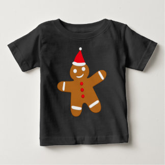 Camiseta Para Bebê Biscoito de Natal com Chapéu do Papai Noel