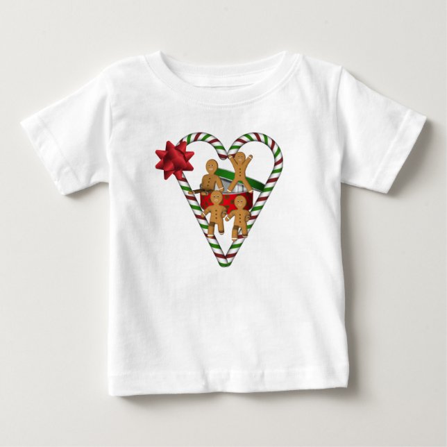 Camiseta Para Bebê Biscoitos de Homem de Biscoito de Natal Fofo Festa (Frente)