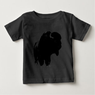 Camiseta Para Bebê Bison Buffalo, Pop de Arte Negra