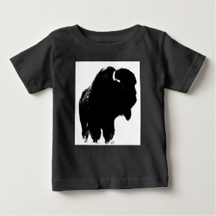 Camiseta Para Bebê Bison Buffalo, Pop de Arte Negra