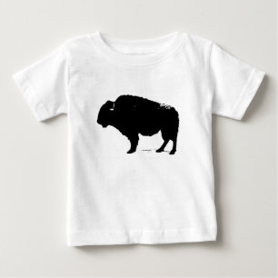 Camiseta Para Bebê Bison de Búfalo de Pop Preto e Branco