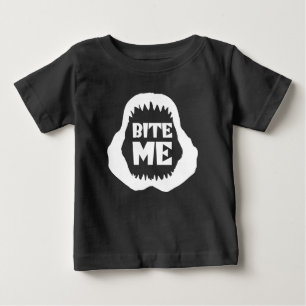 Camiseta Para Bebê Bite-me Citação - Tubarão Tubarão