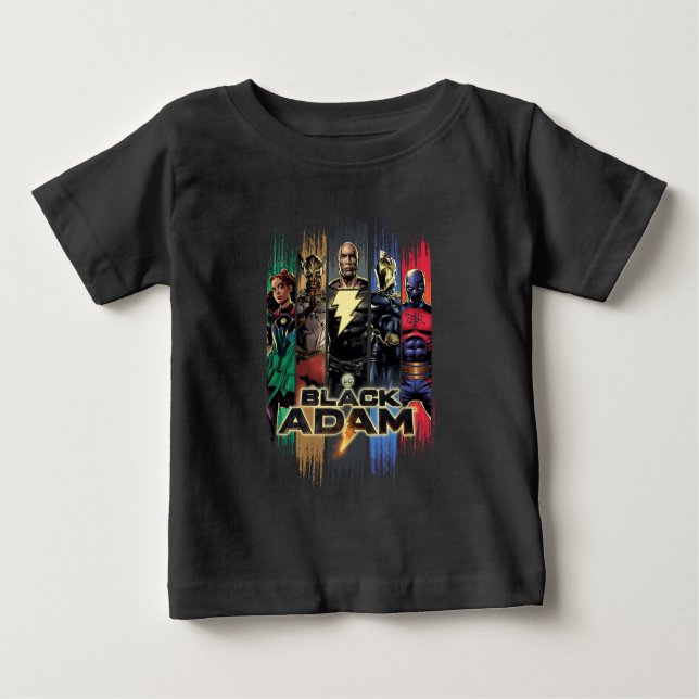 Camiseta Para Bebê Black Adam Characters In Stripes Graphic (Frente)