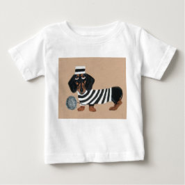 Camiseta Para Bebê  Black and Tan Dachshund Treat Thief Jailbird