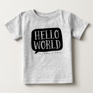 Camiseta Para Bebê Black Hello World Personated Name