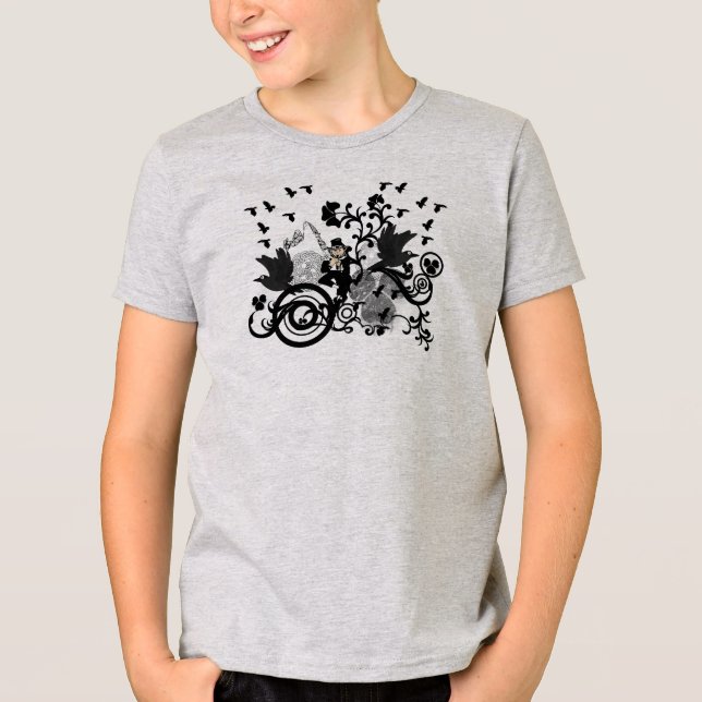 Camiseta Para Bebê Black Irish Swirls and Leprechauns (Frente)
