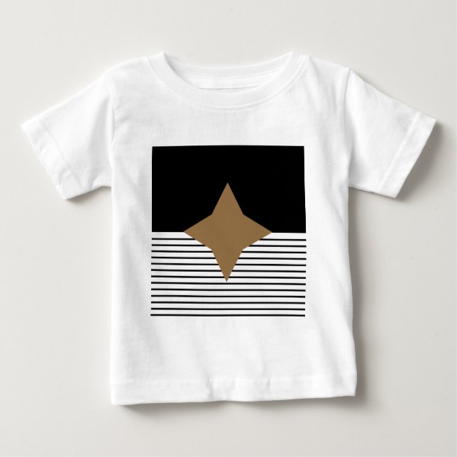 Camiseta Para Bebê Black White Colorblock e Brown Diamond (Frente)