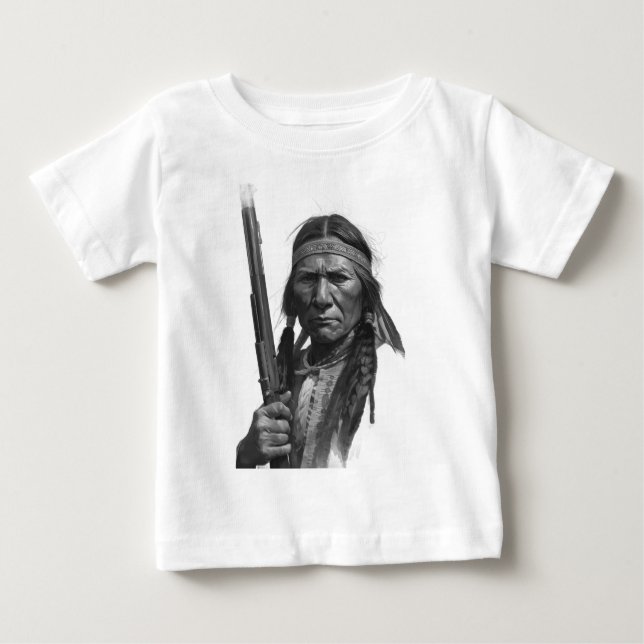 Camiseta Para Bebê Black & White Geronimo (Frente)