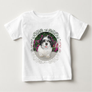 Camiseta Para Bebê Black & White Shih Tzu Puppy Rescut Dog