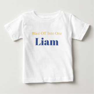 Camiseta Para Bebê Blast Off Personalizado Para o Primeiro Aniversári