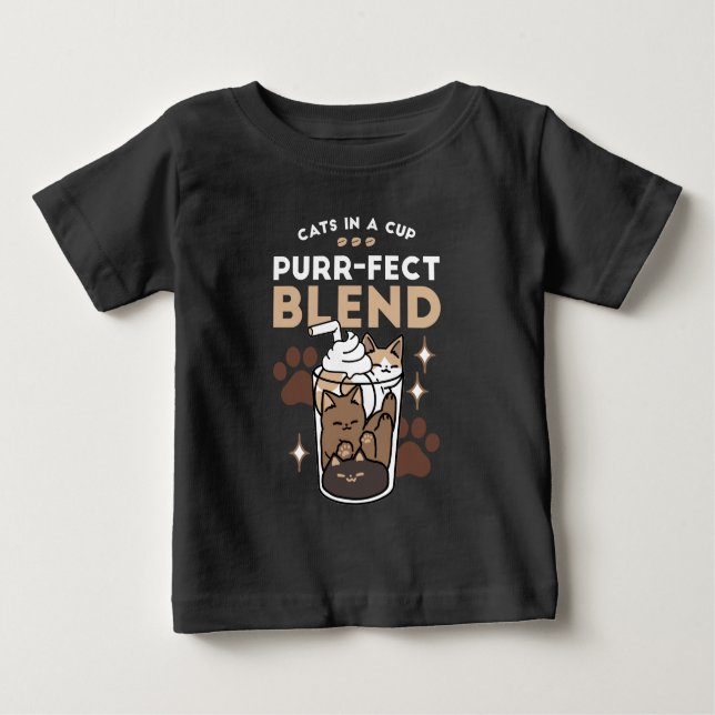 Camiseta Para Bebê Blend Puro: Design de café para Cat & Café (Frente)