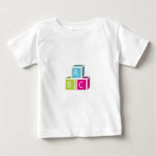 Camiseta Para Bebê Blocos alfabéticos coloridos