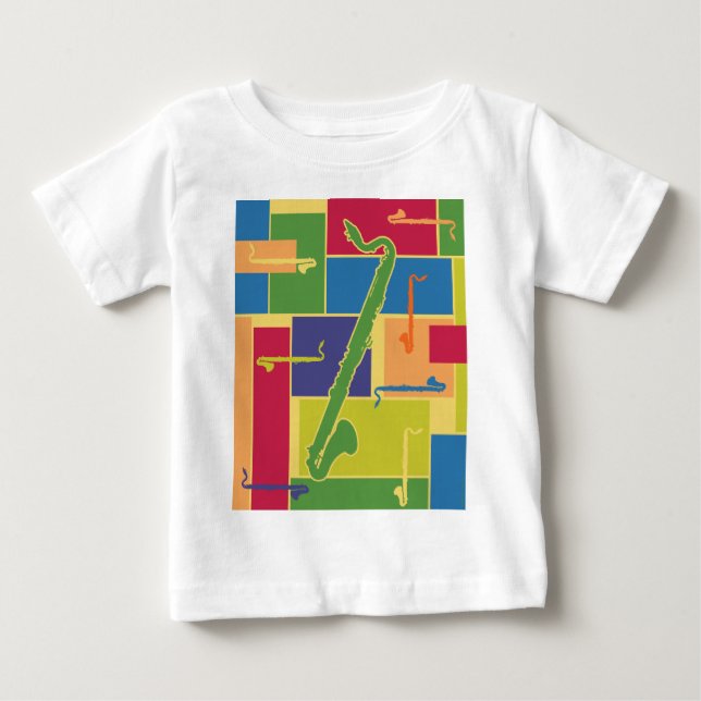 Camiseta Para Bebê Blocos de Cores Bebê Manga Longa (Frente)