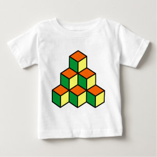 Camiseta Para Bebê Blocos Geométricos - Laranja Verde e Amarelo