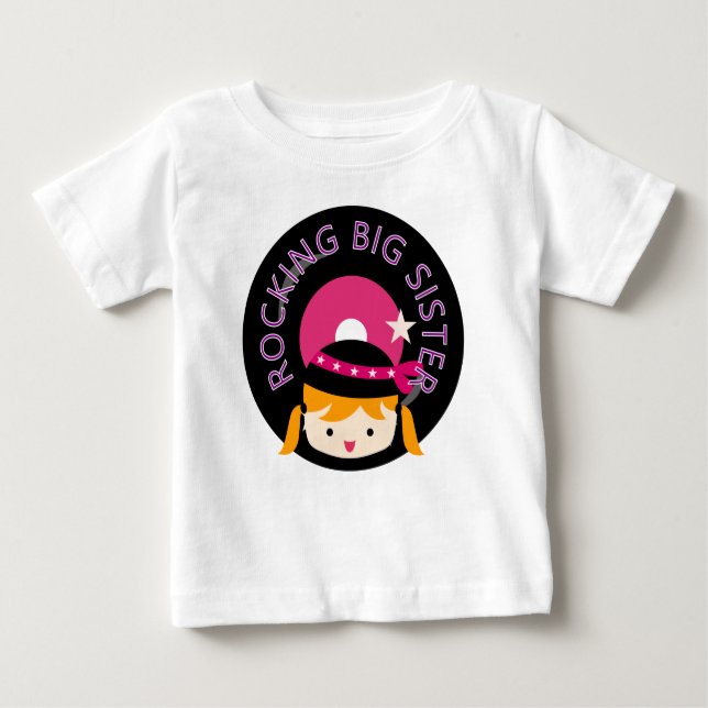 Camiseta Para Bebê Blond Rocking Big Sister (Frente)