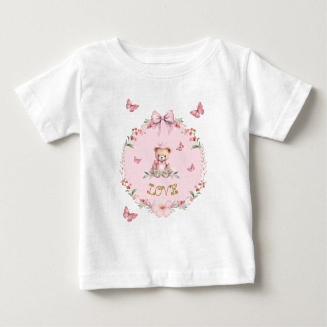 Camiseta Para Bebê Blooms e borboletas T-Shirt (Frente)