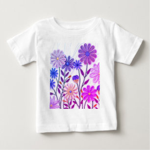 Camiseta Para Bebê Blooms em papel e thread: flor selvagem encharcada