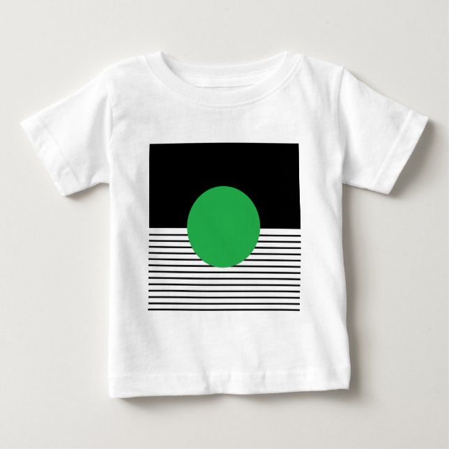 Camiseta Para Bebê Bloqueio Branco Preto e Círculo Verde (Frente)