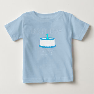 Camiseta Para Bebê Blue Baby Boy First Birday Shirt