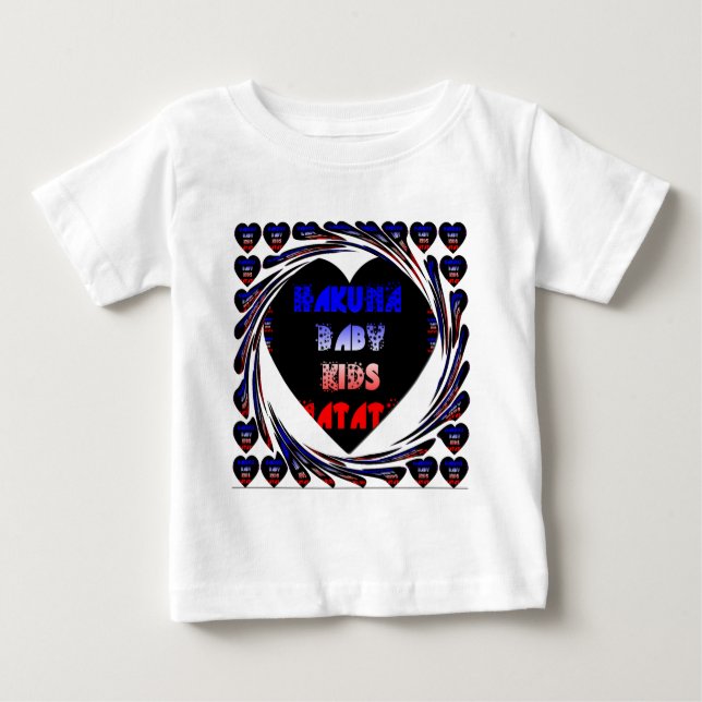 Camiseta Para Bebê Blue Black Hakuna Matata Baby Kids Design.png (Frente)