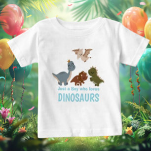 Camiseta Para Bebê Blue Boho Dinosaur