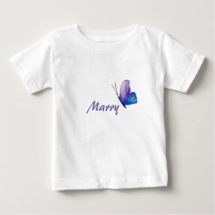 Camiseta Para Bebê Blue Butterfly Custom Name Jersey T Shirt