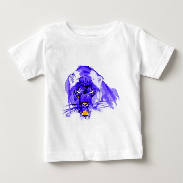 Camiseta Para Bebê Blue Digital Pop Art Jaguar (Frente)