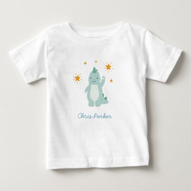Camiseta Para Bebê Blue Dinossaur Twinkle Star Boy (Frente)