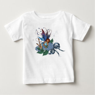 Camiseta Para Bebê Blue Fae em Blue Flowers Design 1