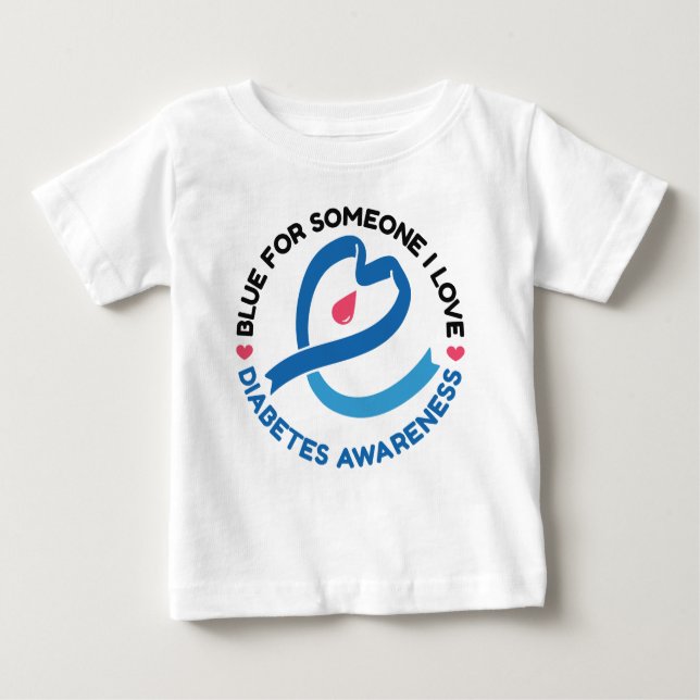 Camiseta Para Bebê Blue for Someone I Love – Diabetes Awareness (Frente)