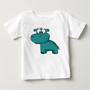 Camiseta Para Bebê Blue Happy Hippo