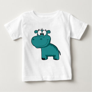 Camiseta Para Bebê Blue Happy Hippo