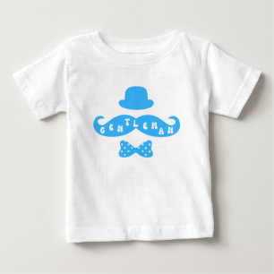 Camiseta Para Bebê Blue Hat Mustache Casual Baby Shirt