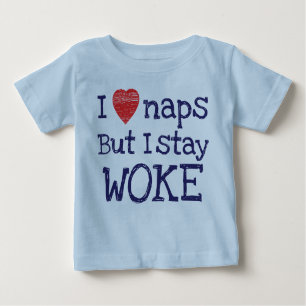 Camiseta Para Bebê Blue I Love Naps Mas eu fico acordado