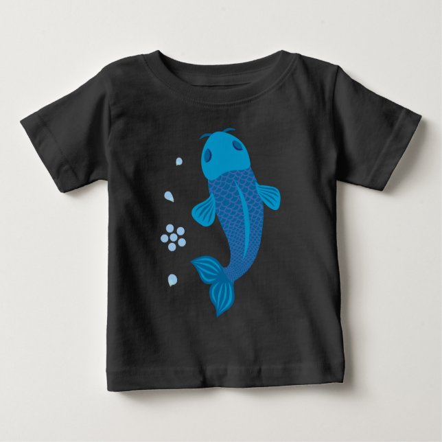 Camiseta Para Bebê Blue Koi Fish (Frente)