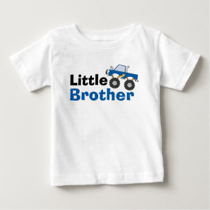 Camiseta Para Bebê Blue Monster Truck Little Brother