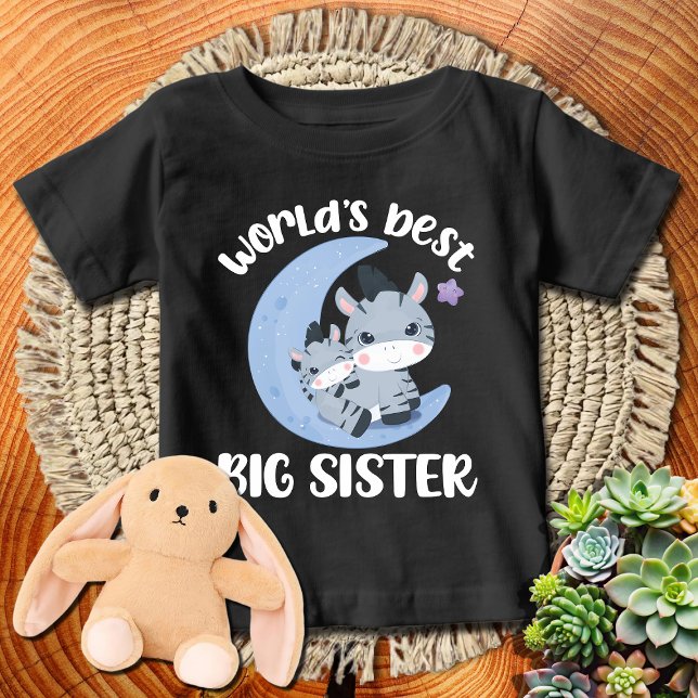 Camiseta Para Bebê Blue Moon Zebra 🦓 melhor irmã do mundo | WHTXT (Criador carregado)