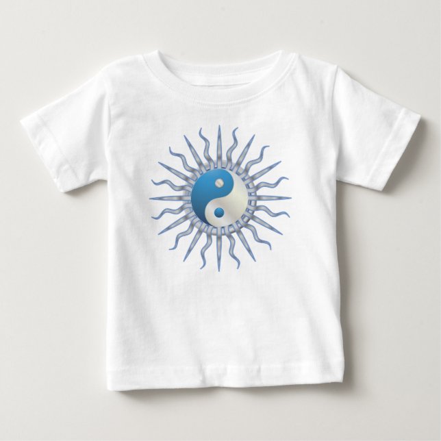 Camiseta Para Bebê Blue Starburst Yin Yang (Frente)