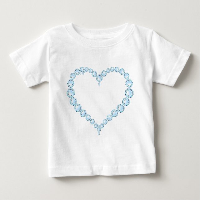 Camiseta Para Bebê Blue Topaz Gem Heart (Frente)