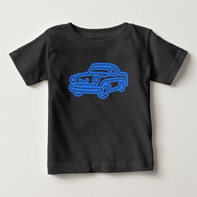 Camiseta Para Bebê Blue Vintage Car Illustration (Frente)