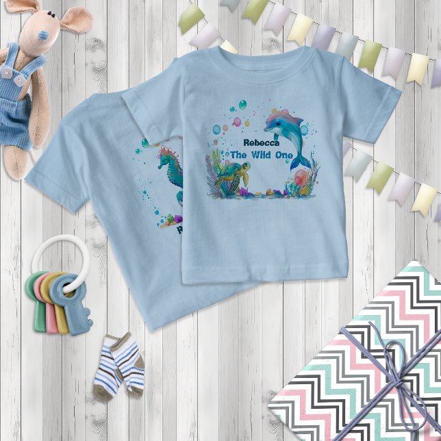 Camiseta Para Bebê Blue Wild One, Oceanic Adventure party T-Shirt (Criador carregado)