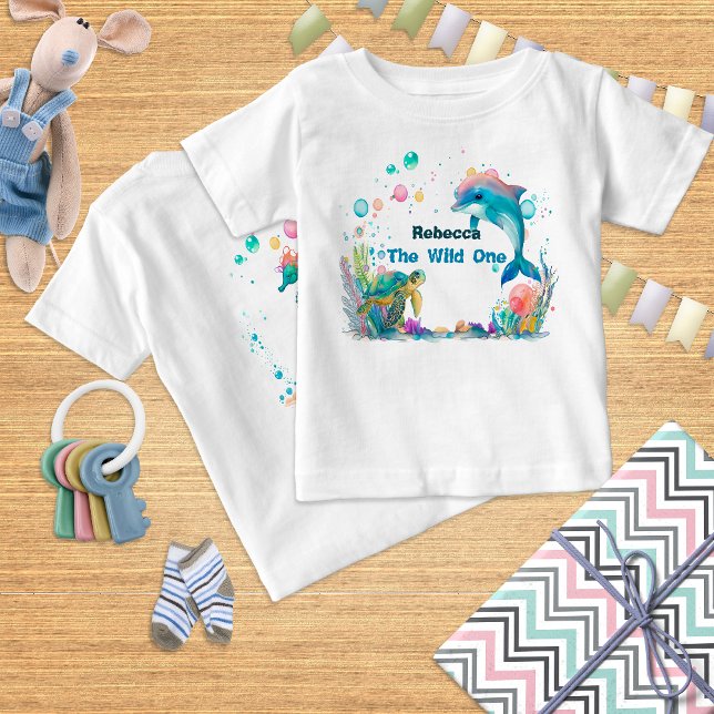Camiseta Para Bebê Blue Wild One, Oceanic Adventure party T-Shirt (Criador carregado)