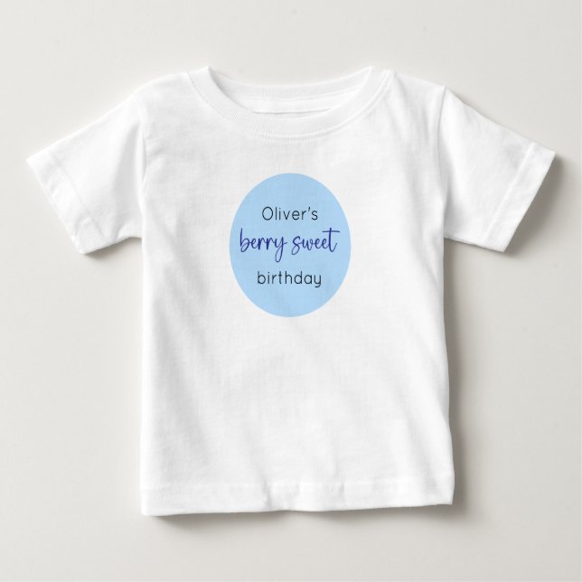 Camiseta Para Bebê Blueberry Birthday Berry Sweet (Frente)