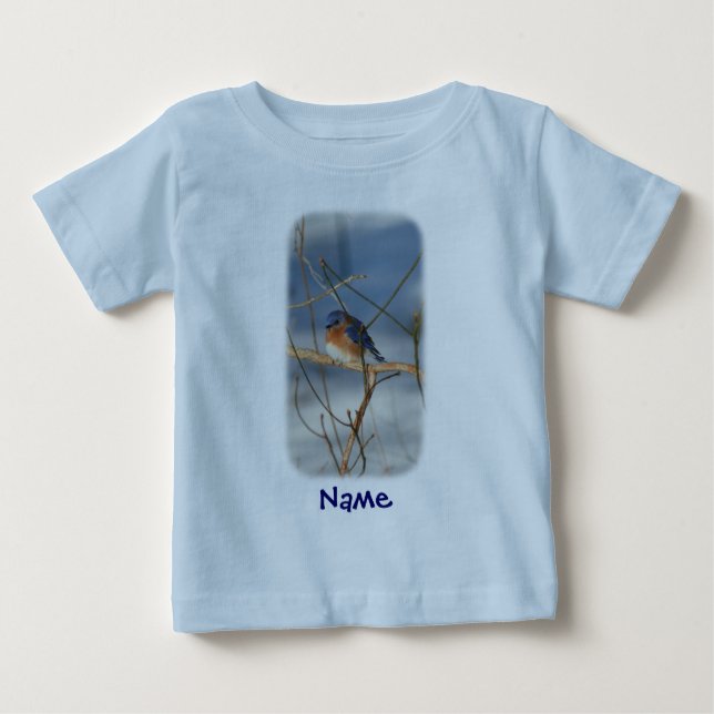 Camiseta Para Bebê Bluebird Animal Seu Nome Personalizado (Frente)