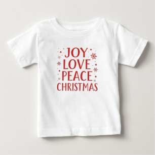 Camiseta Para Bebê Blusão de tipografia festiva de Natal Joy Love Pea